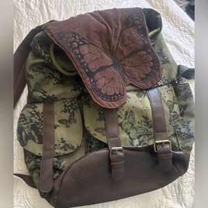 Butterfly Print Green and Brown Backpack